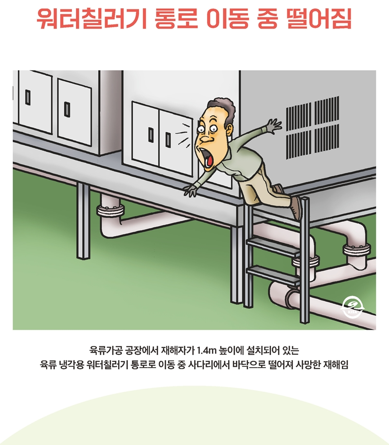 재해사례_워터칠러기 통로 이동 중 떨어짐_1