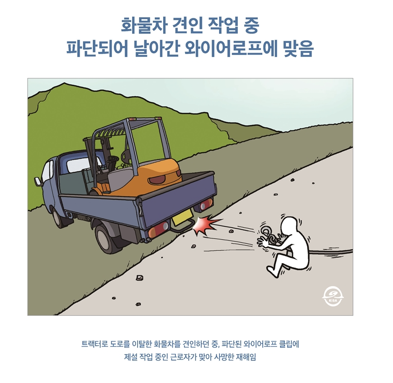 재해사례_화물차 견인 작업 중 파단되어 날아간 와이어로프에 맞음_페이지_1.png
